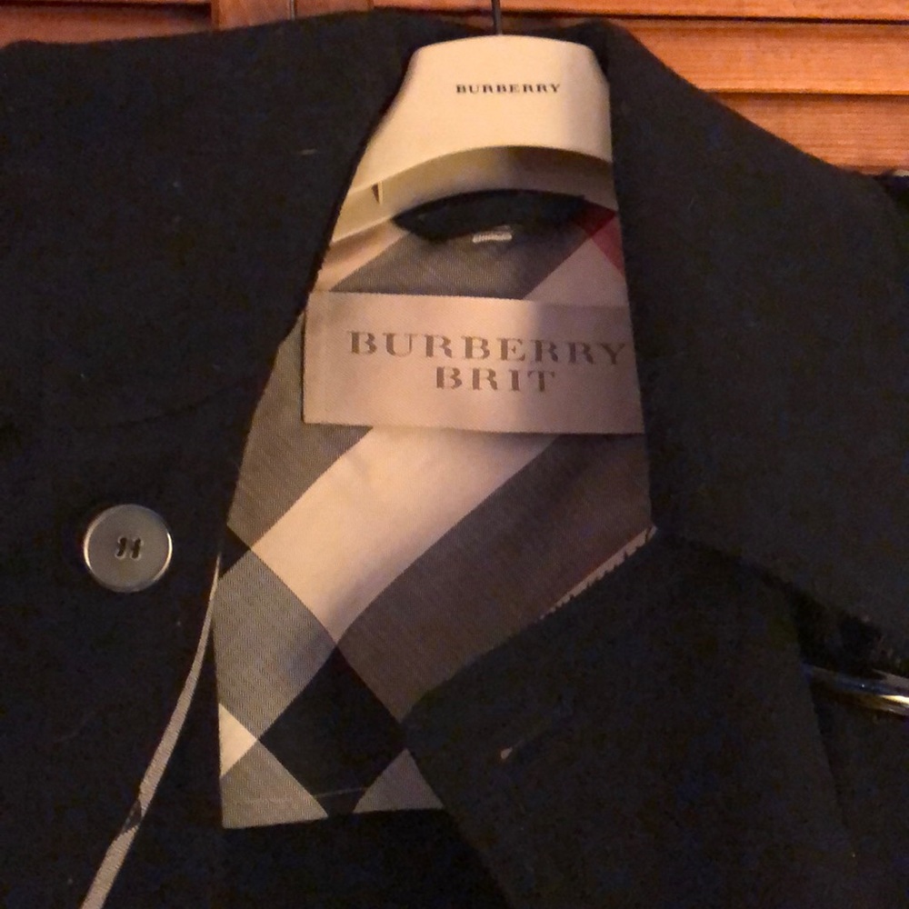 Burberry Navy Toggle Swing Coat